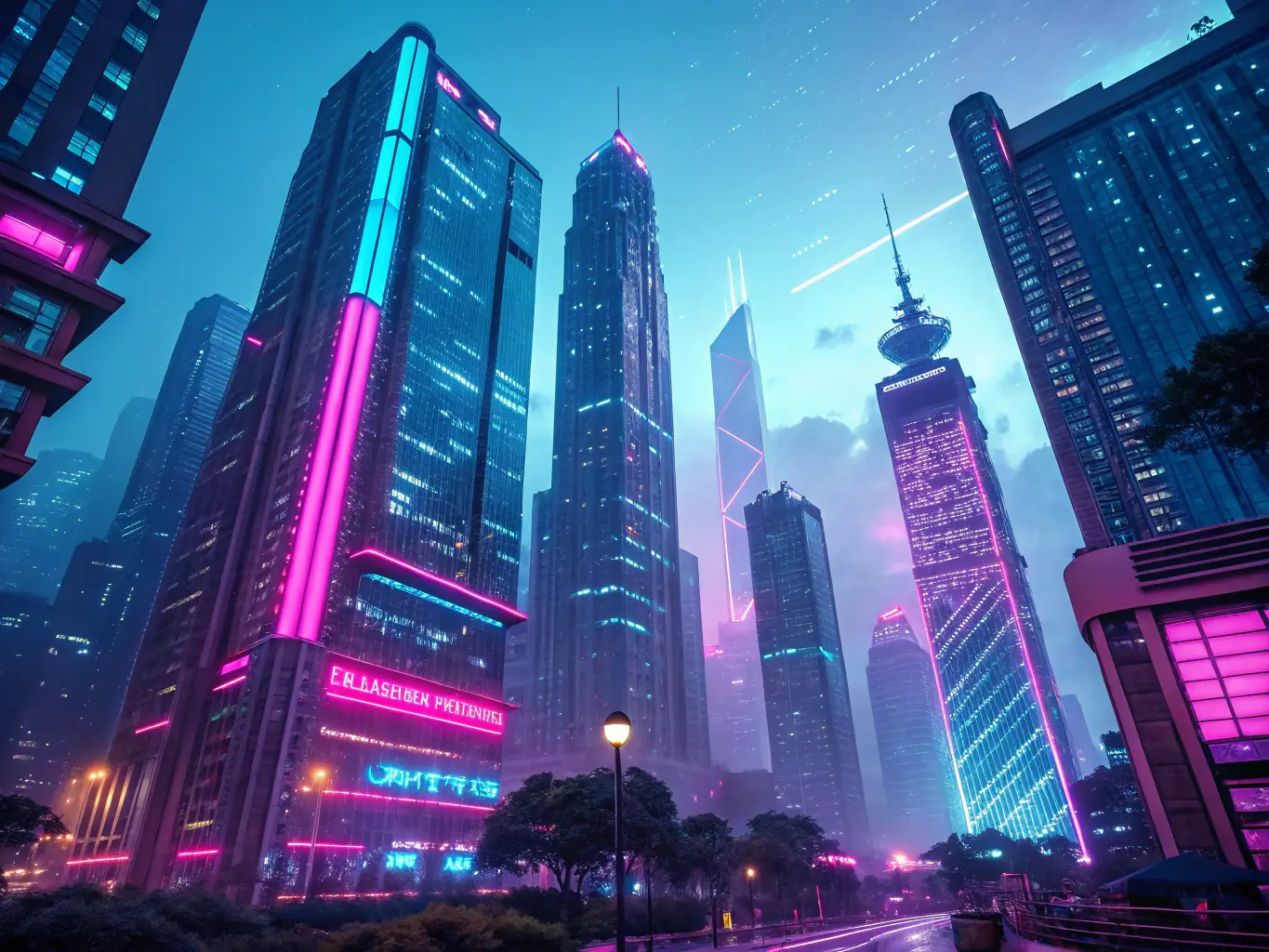 A futuristic cityscape with glowing neural networks overlaid, symbolizing AI integration and strategic planning, with a focus on data-driven decision-making.