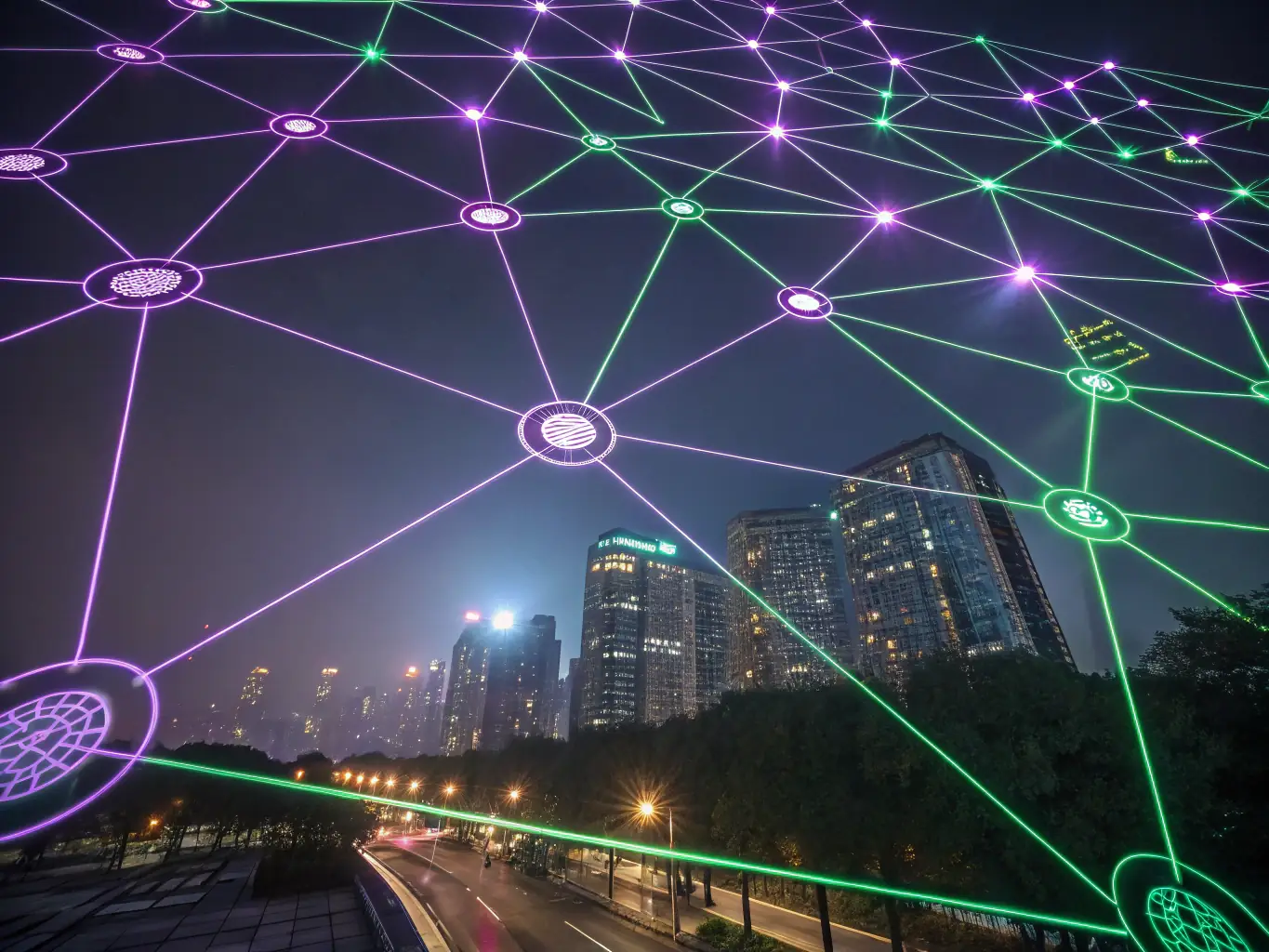 An abstract layered digital interface with semi-transparent glass layers, illustrating the implementation process as a series of interconnected layers.